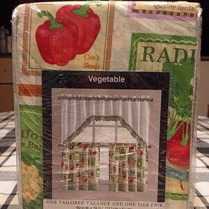 SOLD.  3-piece "Vegetable" Kitchen Curtain Set